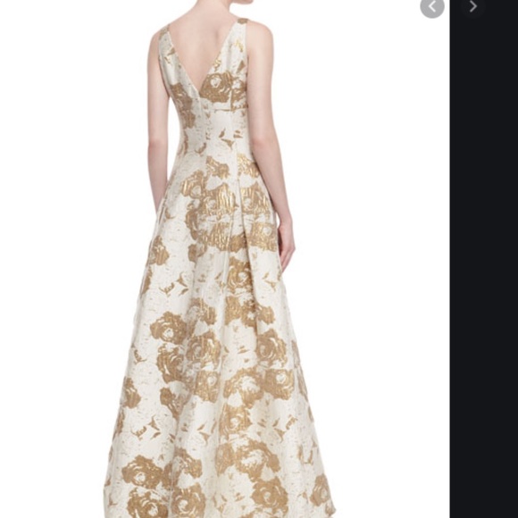 Aidan mattox 2 gold jacquard gown - Picture 3 of 10
